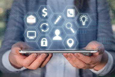 En Son Dijital Teknoloji, Sosyal Medya, Ağ Bağlantısı, İletişim, İşletme, Mali Konsept.