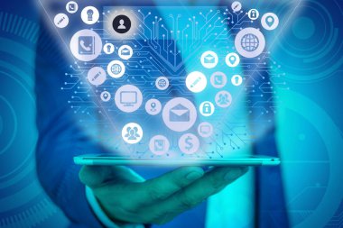 En Son Dijital Teknoloji, Sosyal Medya, Ağ Bağlantısı, İletişim, İşletme, Mali Konsept.