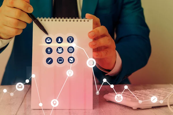 Illustrieren Sie das Diagramm Absteigender Trend-Performance-Balken mit instabilem Jahresgewinn. Aufwärtstrend abwärts Wachstum ungewiss Bewegung High Risk Financial Stock Chart Statusbericht — Stockfoto