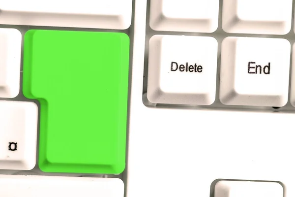 사업 컨셉 노트와 Pc 키보드. Colourfull Pc Mock Up Keyboard With Empty Copy Space above White Copy Cpace. 문자 메시지를 위한 빈 주머니 공간. — 스톡 사진
