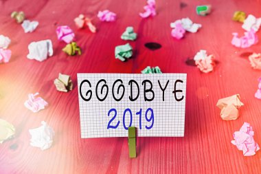 Kavramsal el yazısı 2019 'a elveda diyor iş fotoğrafı sergisi hoş geldin diyor ve yeni yılı kutluyor ve merhaba 2020.