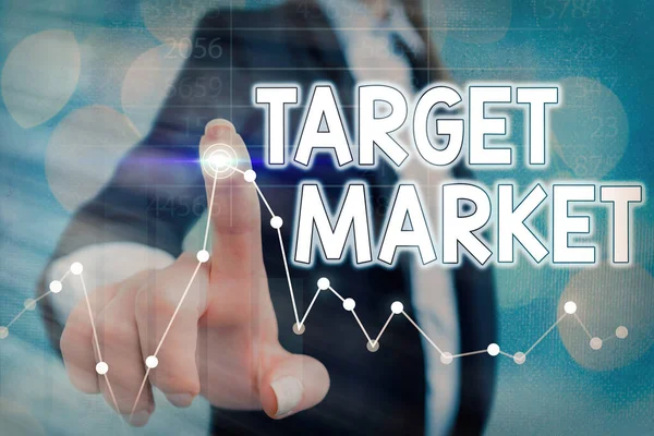 Konzeptionelle Handschrift, die Target Market zeigt. Business-Foto, das bestimmte Kunden zeigt, auf die ein Unternehmen sein Marketing ausrichtet. — Stockfoto