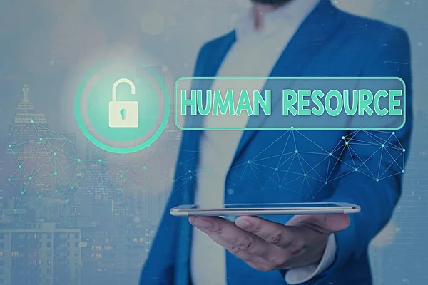 Text sign showing Human Resource. Conceptual photo a critical department handling the staffing and employees concern. — Stock Photo, Image