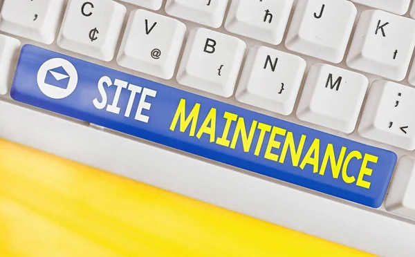 Text sign showing Site Maintenance. Conceptual photo Monitoring and regularly checking your website for issues.