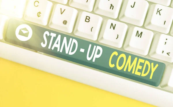 Text sign showing Stand up Comedy. Conceptual photo a comic style where a comedian recites humorous stories.