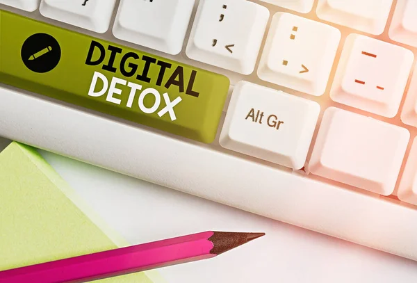 A digitális detoxikálásról szóló feljegyzés. Üzleti fotó bemutatása Az elektronikus és digitális eszközök használatának tilalma. — Stock Fotó