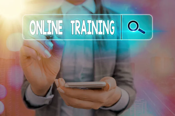 Writing note showing Online Training. Business photo showcasing certain skill is only taught and attainable on the Internet. — Stock Photo, Image