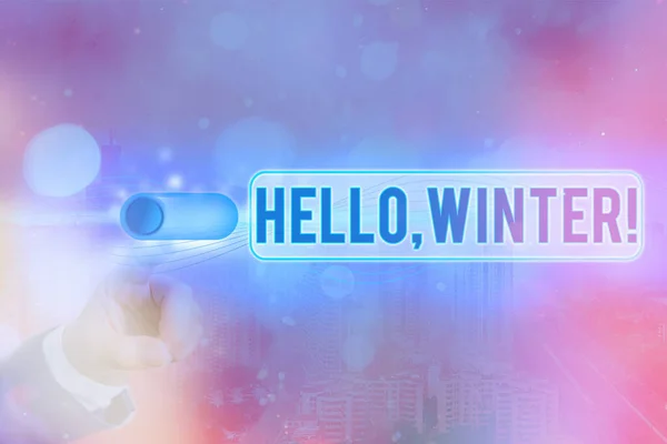 Scrittura concettuale a mano che mostra Hello, Winter. Business foto testo di saluto utilizzato quando passa la stagione fredda dell'anno . — Foto Stock