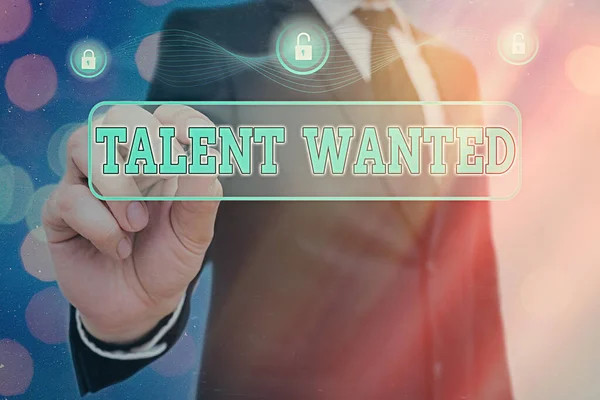 Handstilstexten Talent Wanted. Begreppsmässig metod för att identifiera och utvinna relevant begåvad. — Stockfoto