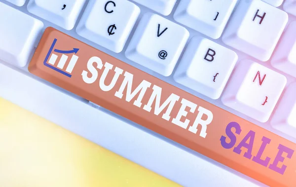 Conceptueel handschrift met Summer Sale. Zakelijke foto tekst een speciale vorm van korting op koopwaar opgelegd tijdens de zomer. — Stockfoto