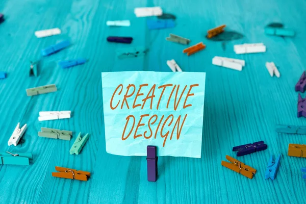 Writing note showing Creative Design. Business photo showcasing a visual element which satisfies its main objective. — Stock Photo, Image
