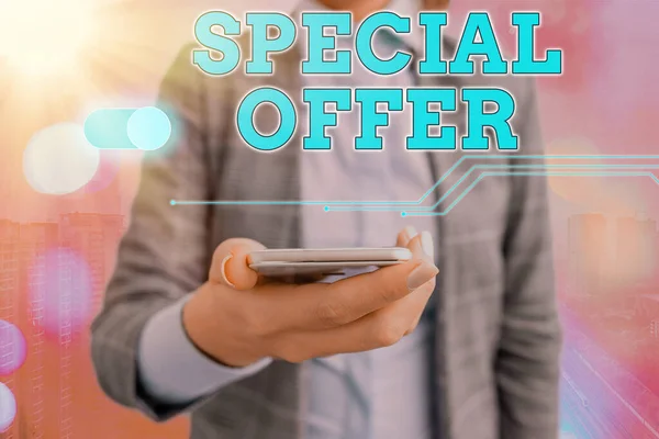 Text sign showing Special Offer. Conceptual photo selling product or service at a lower price to attract customer. — Stock Photo, Image