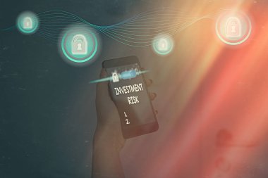 Sözcük yazma Yatırım Riski. Potansiyel finansal kayıp olasılığı için iş kavramı kazanca göre.