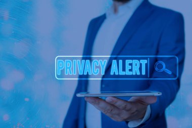 El yazısı metni gizlilik uyarısı. Kavram anlamı, kullanıcıyı verilerinizi çalma riskine karşı uyarır.