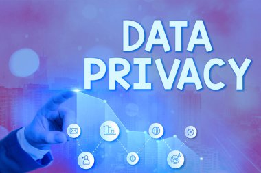 Veri Mahremiyetini gösteren bir not yazıyorum. İnternet güvenliğinin ve internet sitesinin dijital korunmasının yer aldığı iş fotoğrafı.