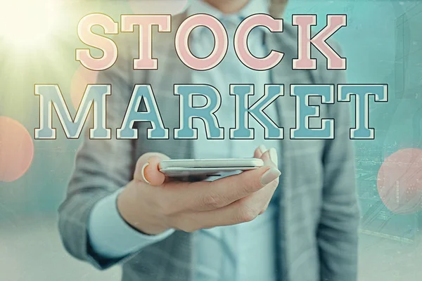 Conceptuele handschrift tonen Stock Market. Bedrijfsfoto presentatie forex trading voor financiële investeringen en economie trends. — Stockfoto