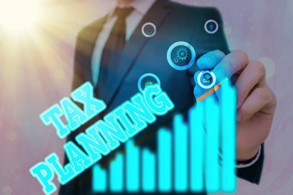 Texte textuel Planification fiscale. Concept d'entreprise pour l'analyse du revenu financier et la planification comptable d'entreprise . — Photo