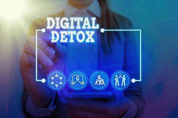 Conceptueel handschrift met digitale Detox. Bedrijfsfototekst Verbod op het gebruik van elektronische en digitale apparaten. — Stockfoto