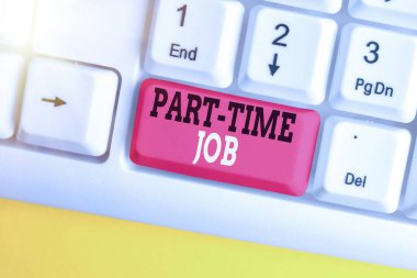 Part-time işi gösteren mesaj işareti. Kavramsal fotoğraf işi, haftada 40 saatten az çalışmayla belirlenir..