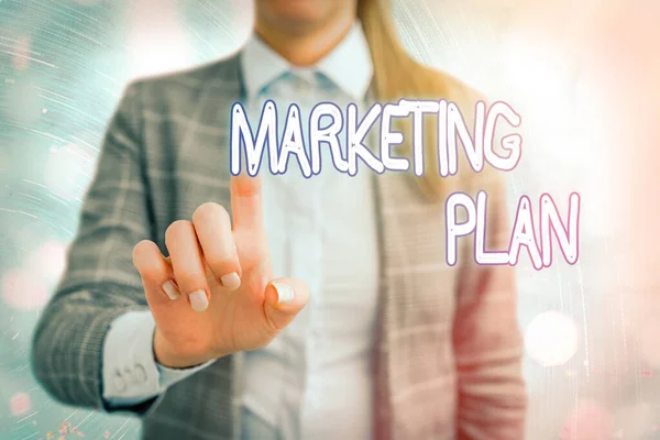 Handschrift, Text, Marketing Plan. Konzept, das bedeutet, dass eine allgemeine Geschäftsstrategie ausgearbeitet wird, die sie umsetzen werden. — Stockfoto