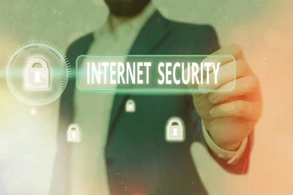 Handskrift text skriva Internet Security. Begreppsmässig process för att skydda mot attacker via Internet. — Stockfoto