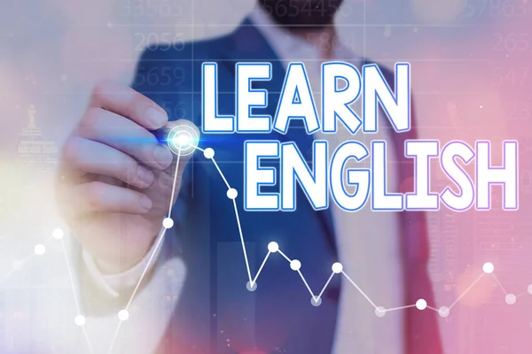 Conceptual hand writing showing Learn English. Business photo text to train writing and speaking, focusing on the global language. — Stock Photo, Image