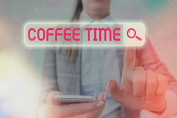 Text sign showing Coffee Time. Conceptual photo a chosen period when a cup of coffee is served and drunk.