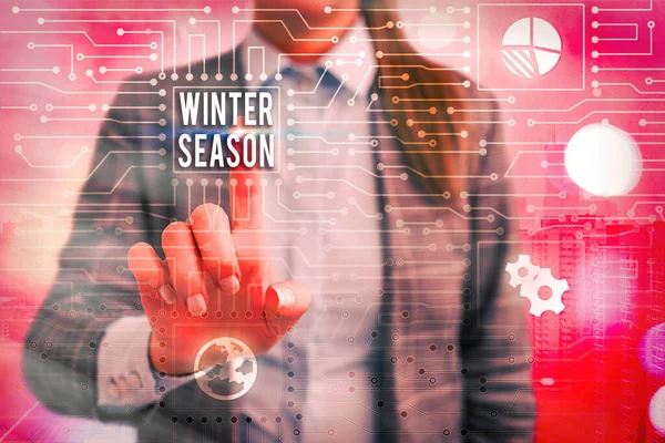 Signo de texto que muestra la temporada de invierno. Foto conceptual temporada más fría del año marcada por una gran caída de la temperatura . — Foto de Stock