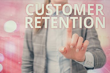 Müşteri Saklama 'nın el yazısı metni. Kavram, şirketlerin kullanıcı ilticalarını azaltmak için yaptıkları faaliyetler anlamına gelir.