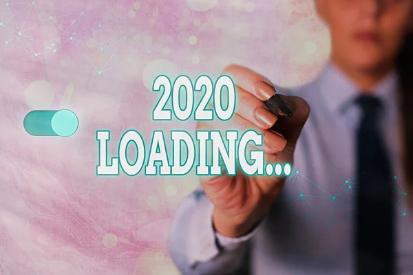 Writing note showing 2020 Loading.... Business photo showcasing a year composed of a series of events that are still ongoing. — Stock Photo, Image