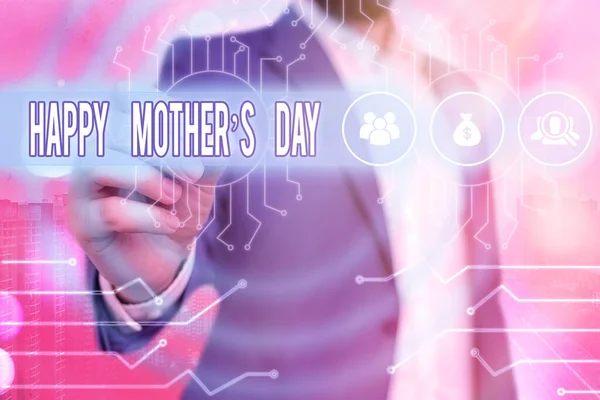 Πινακίδα που δείχνει την Ημέρα Ευτυχισμένων Μητέρων. Εννοιολογική φωτογραφία γιορτάζεται προς τιμήν της μητρότητας s είναι επιρροή στην κοινωνία. — Φωτογραφία Αρχείου