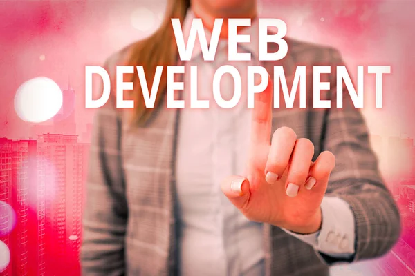 Manuscrito de texto escrevendo Web Development. Conceito que significa trabalho envolvido no desenvolvimento de um site para a Internet . — Fotografia de Stock