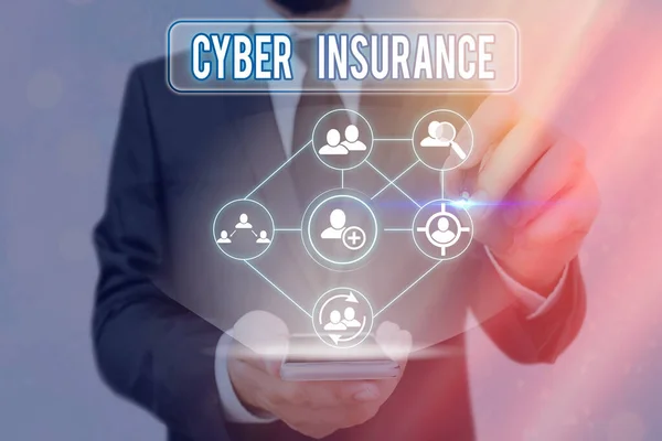 Word writing text Cyber Insurance. Business concept for exclusive plan to protect the company from Internetbased risk. — Stock Photo, Image