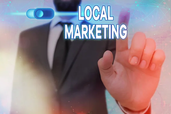 Conceptual hand writing showing Local Marketing. Business photo text targeting audience located in a finelygrained community. — Stock Photo, Image