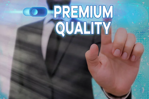 Konzeptionelle Handschrift in Premium-Qualität. Business-Fototext eine Marke, die den höchsten Standard erreicht. — Stockfoto