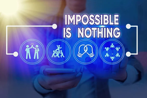 Word writing text Impossible Is Nothing. Business concept for Motivated to achieve something despite challenges. — Stock Photo, Image