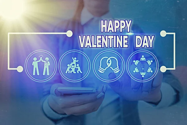 Texte d'écriture de mot Bonne Saint-Valentin. Concept d'entreprise pour une journée spéciale pour les amoureux d'exprimer leur affection pour eux-mêmes . — Photo