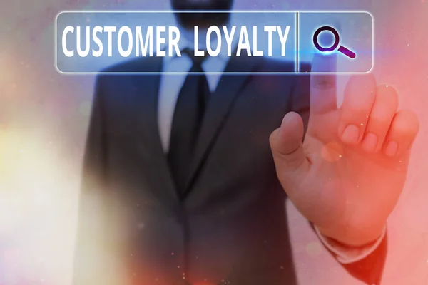 Writing note showing Customer Loyalty. Business photo showcasing buyers adhere to positive experience and satisfaction. — Stock Photo, Image