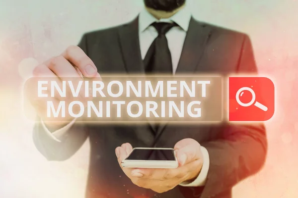 Handwriting text Environment Monitoring. Concept meaning basis of production of natural impact assessments. — Stock Photo, Image