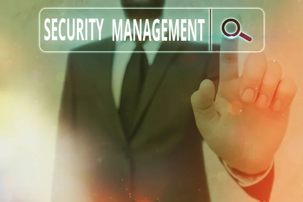 Schreiben Notiz zeigt Security Management. Geschäftsfotodarstellung ist die Identifizierung einer Organisation s ist Vermögenswert. — Stockfoto