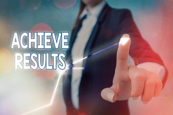 Text sign showing Achieve Results. Conceptual photo to target and successfully fulfill every listed goal. — Stock Photo, Image