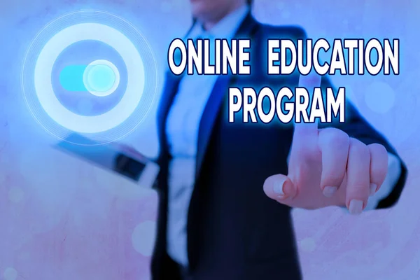 Konceptuell handstil som visar Online Education Program. Företagsfoto visa Programvara utveckling och programmering kurser. — Stockfoto