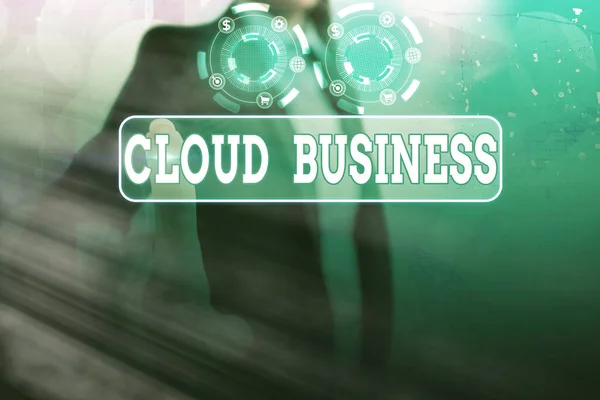 Escrita de mão conceitual mostrando Cloud Business. Foto de negócios que mostra a entrega baseada na internet de serviços disponibilizados aos usuários . — Fotografia de Stock