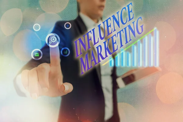 Word writing text Influence Marketing. Business concept for form of social media commerce involving endorsements.