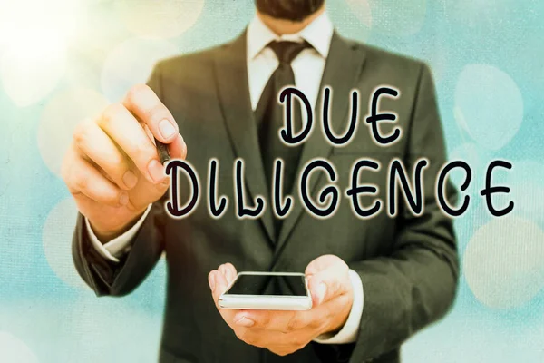 Texto manuscrito Due Diligence. Concepto que significa evitar dañar otras propiedades comerciales para un acuerdo . — Foto de Stock