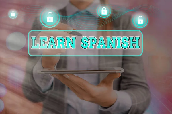 Word writing text Learn Spanish. Business concept for to train writing and speaking the national language of Spain.