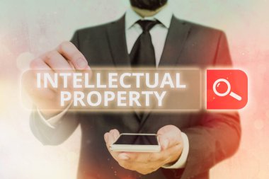 El yazısı Entelektüel Mülkiyet. Yaratıcılığın bir sonucu olarak çalışma ya da icat anlamına gelen kavram.