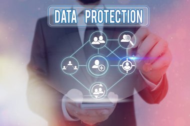 Sözcük yazma veri koruması. Bilgiyi olası bir veri ihlalinden korumak için iş konsepti.