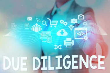 Due Diligence 'ı gösteren bir not yazıyorum. İş fotoğrafı gösterimi anlaşma için diğer iş mülklerine zarar vermekten kaçınır..