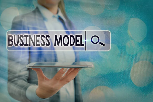 Text sign showing Business Model. Conceptual photo model showing how a company operates to generate more profit. — Stock Photo, Image